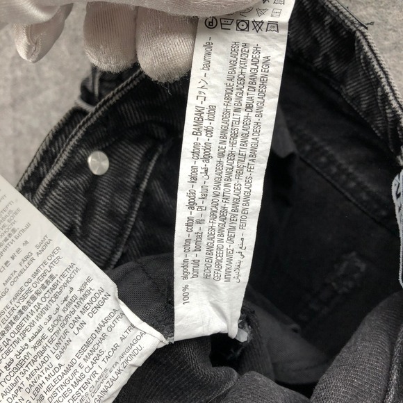 Zara High Rise Denim Jean Shorts Womens 4 Black Cutoff Frayed Cotton Charcoal - Picture 4 of 11